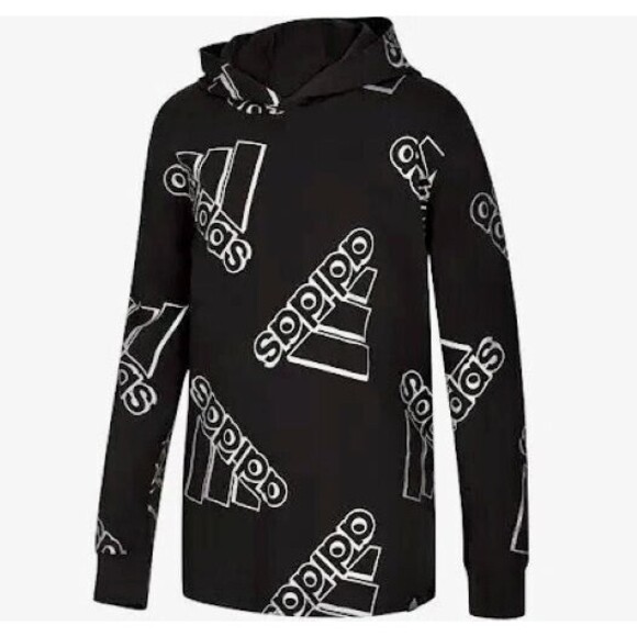 Adidas AA7302 Black Double Exposed Hoodie Tee Womens Size Small - Picture 1 of 12